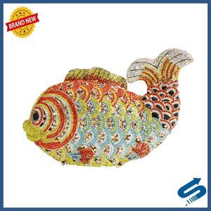 Luxury Rhinestone Evening Clutch Mini Fish Purse Wedding Party Handbag